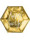6 assiettes Nouvel An Happy New Year dorées (20 cm) - Jolly New Year