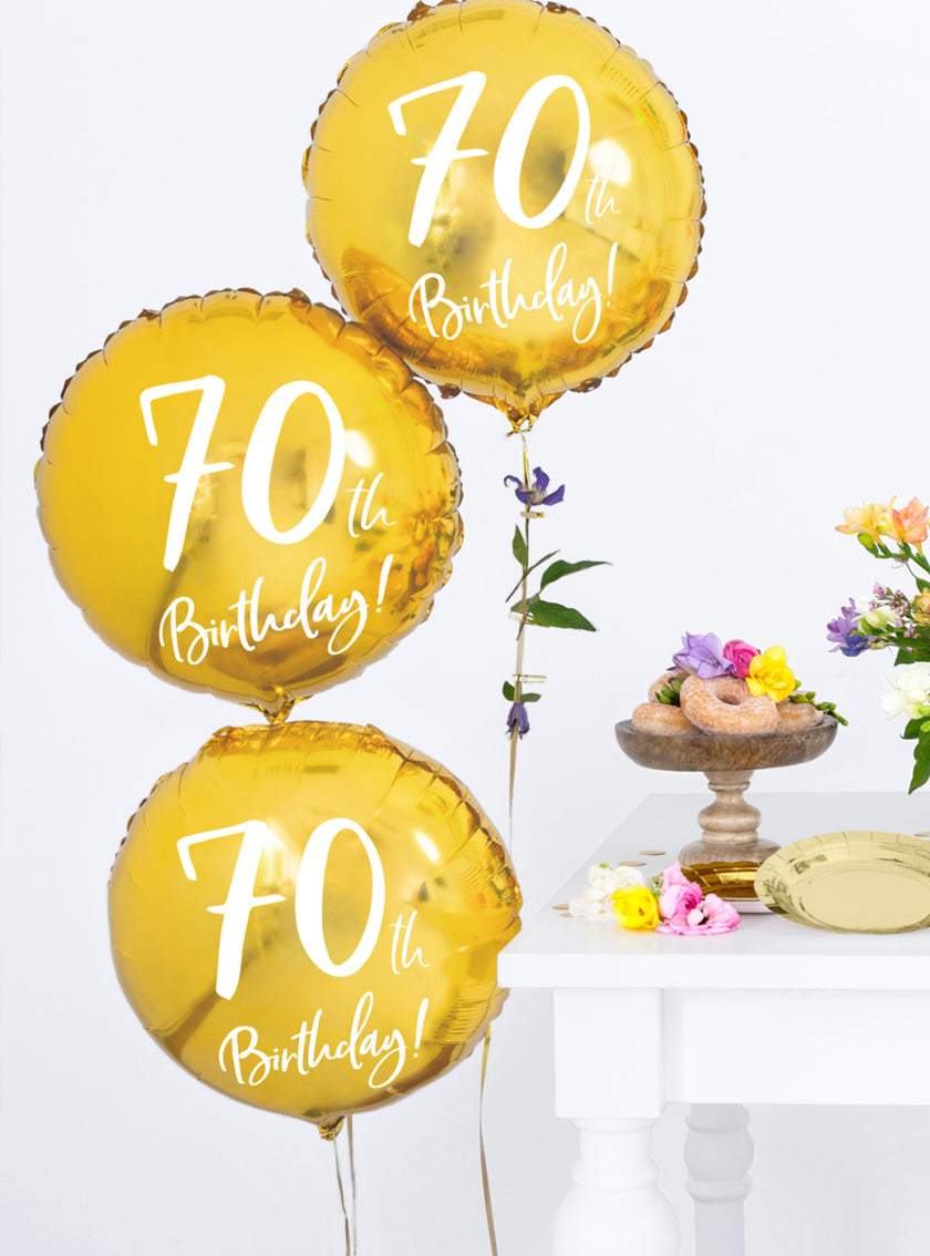 Ballon 70 th Birthday doré (45 cm)