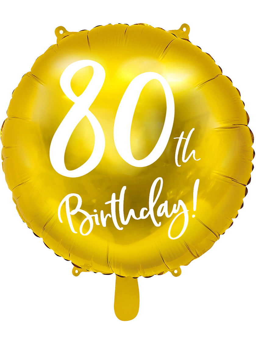 Ballon 80 th Birthday doré (45 cm)