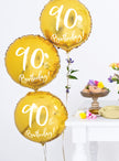 Ballon 90 th Birthday doré (45 cm)