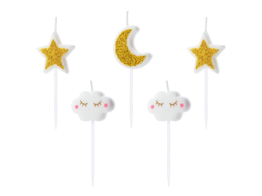 5 bougies nuages et étoiles (2-3 cm) - Little Star