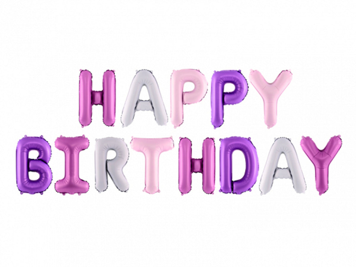 Ballons Happy Birthday tons violets variés (340 cm) - Celebration Party