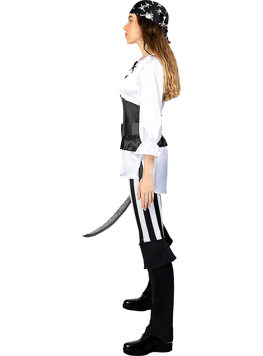 Déguisement pirate à rayures femme - Collection Blanc et Noir
