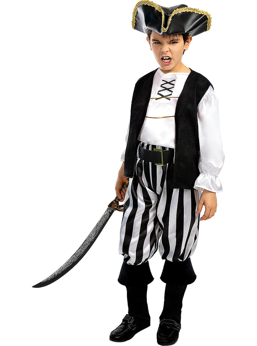 Déguisement pirate à rayures enfant - Collection Blanc et Noir