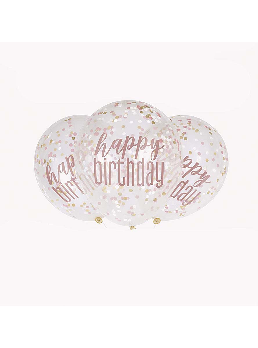 6 ballons avec confettis rose gold 