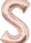 Ballon aluminium lettre S doré rose (88 cm)
