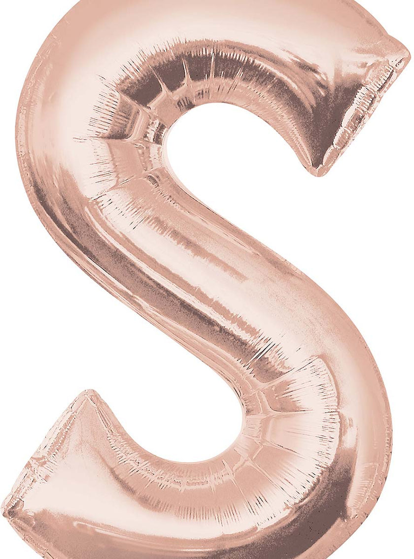 Ballon aluminium lettre S doré rose (88 cm)