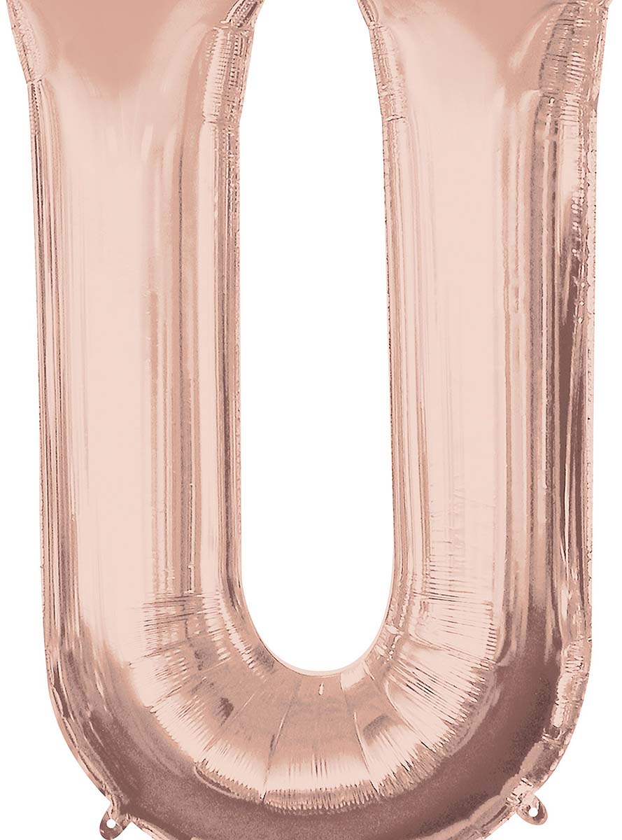 Ballon aluminium lettre U doré rose (83 cm)