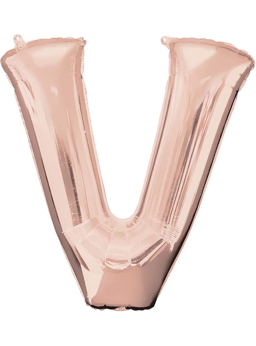Ballon aluminium lettre V doré rose (81 cm)