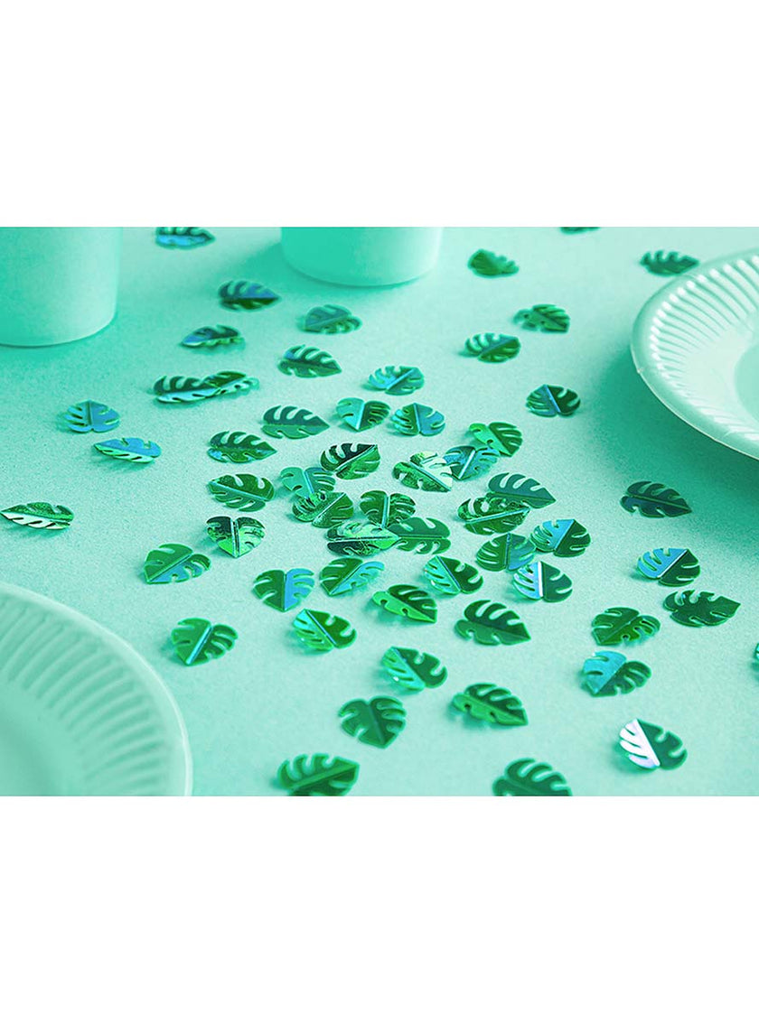 Confettis de table feuilles tropicales métallisées