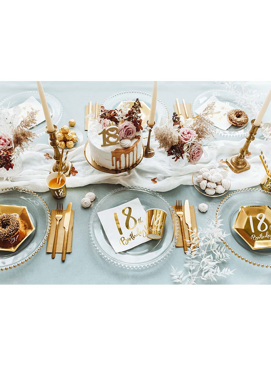 6 assiettes dorées 18 ans (20 cm)