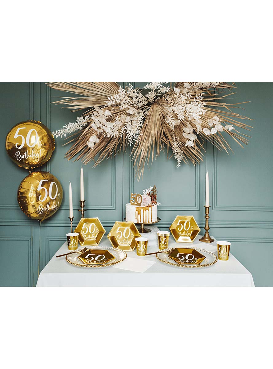 6 assiettes dorées 50 ans (20 cm)