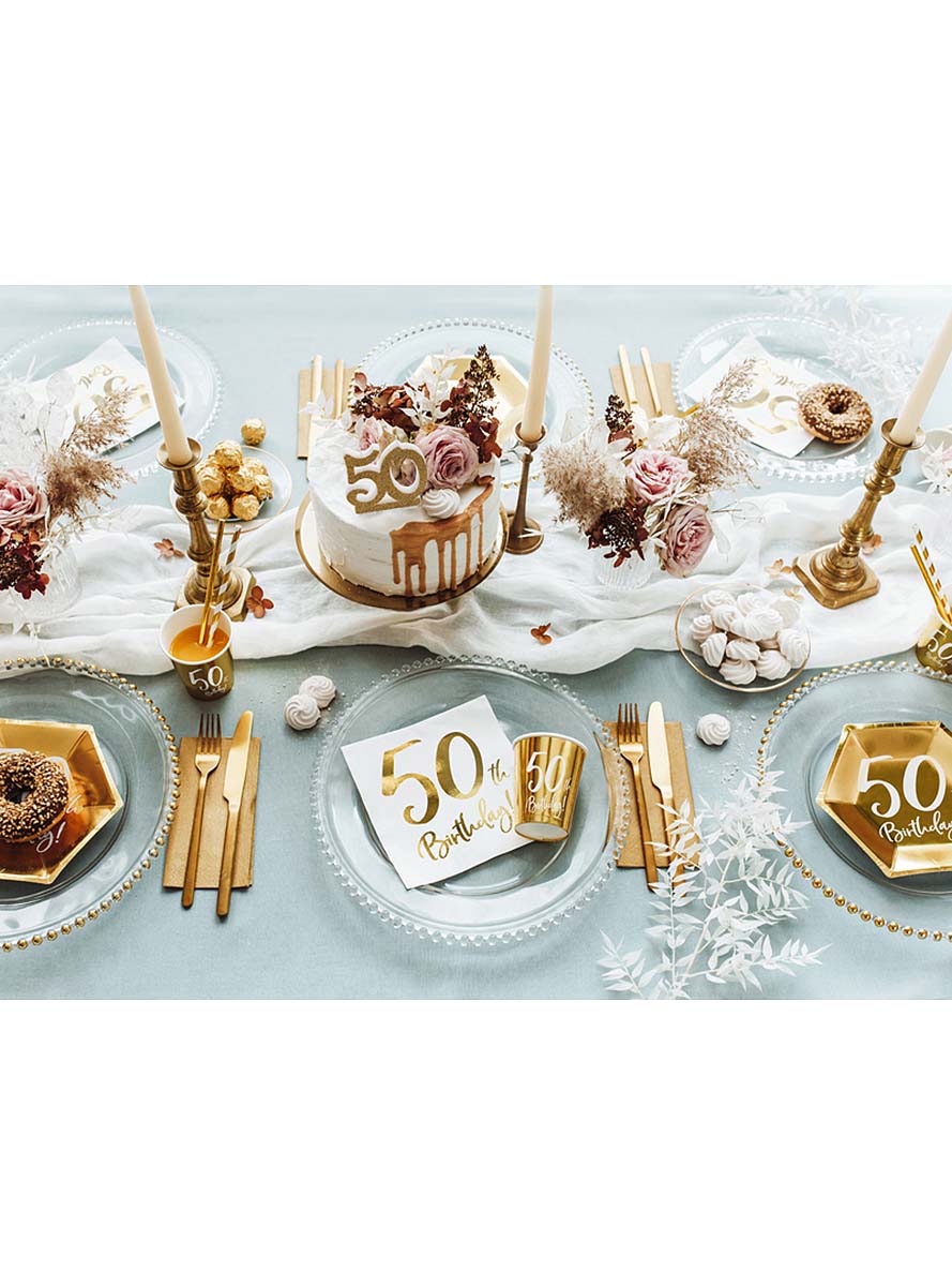 6 assiettes dorées 50 ans (20 cm)