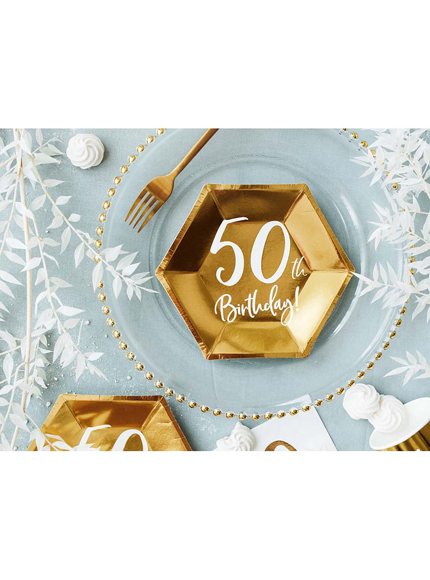 6 assiettes dorées 50 ans (20 cm)