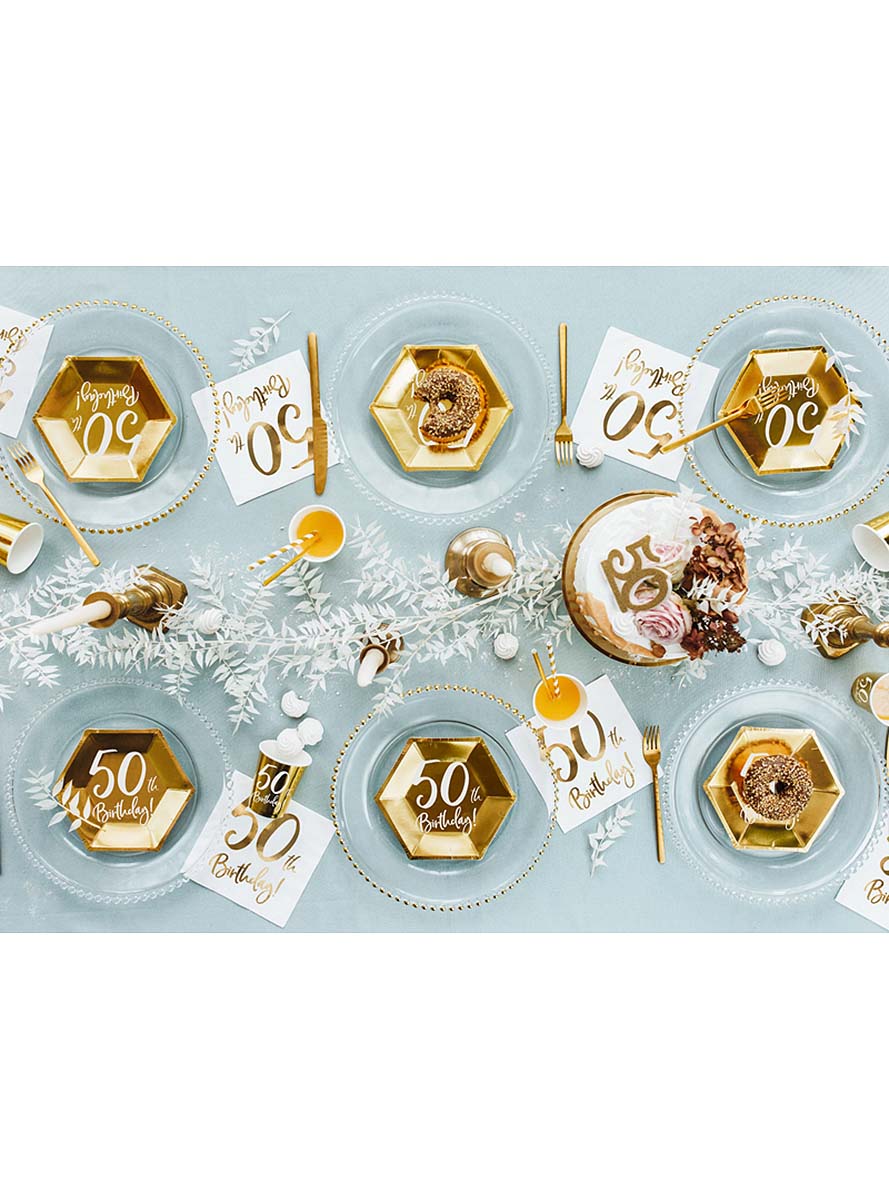 6 assiettes dorées 50 ans (20 cm)