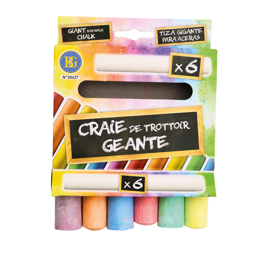 Craies de trottoir geantes x 6 pcs 10cm 2