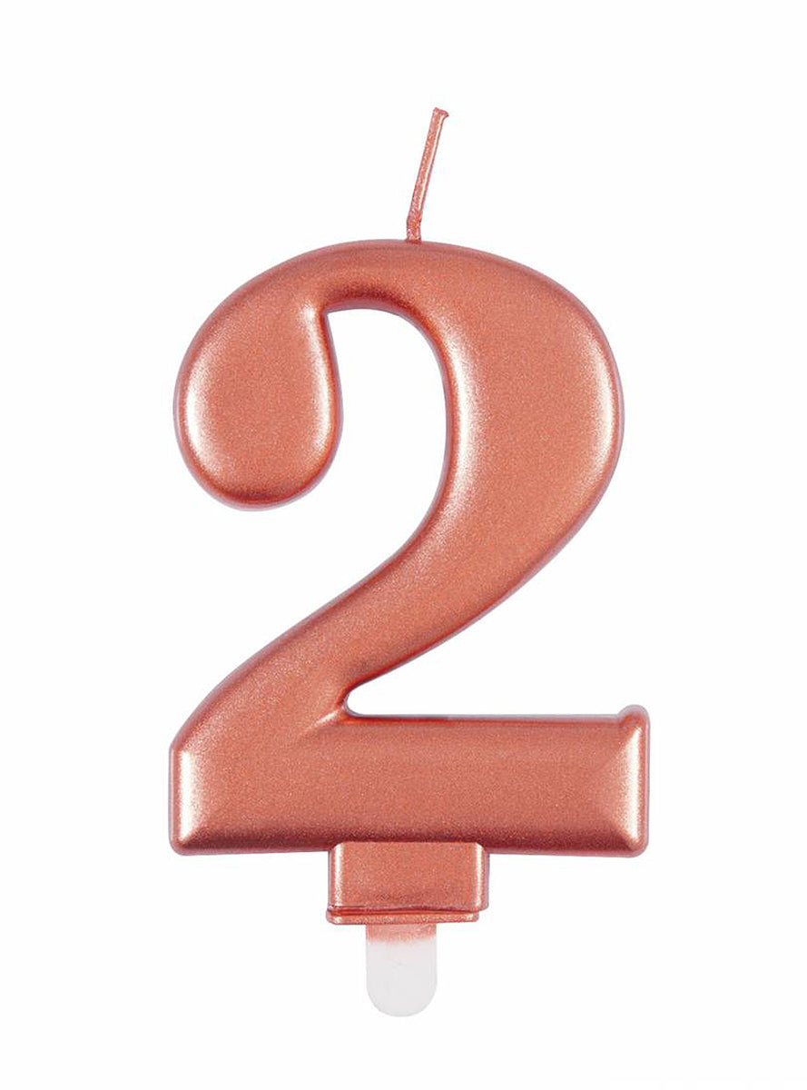 Bougie anniversaire rose gold chiffre 2