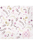 16 serviettes roses baby shower (33x33cm) - Pink Floral Elephant
