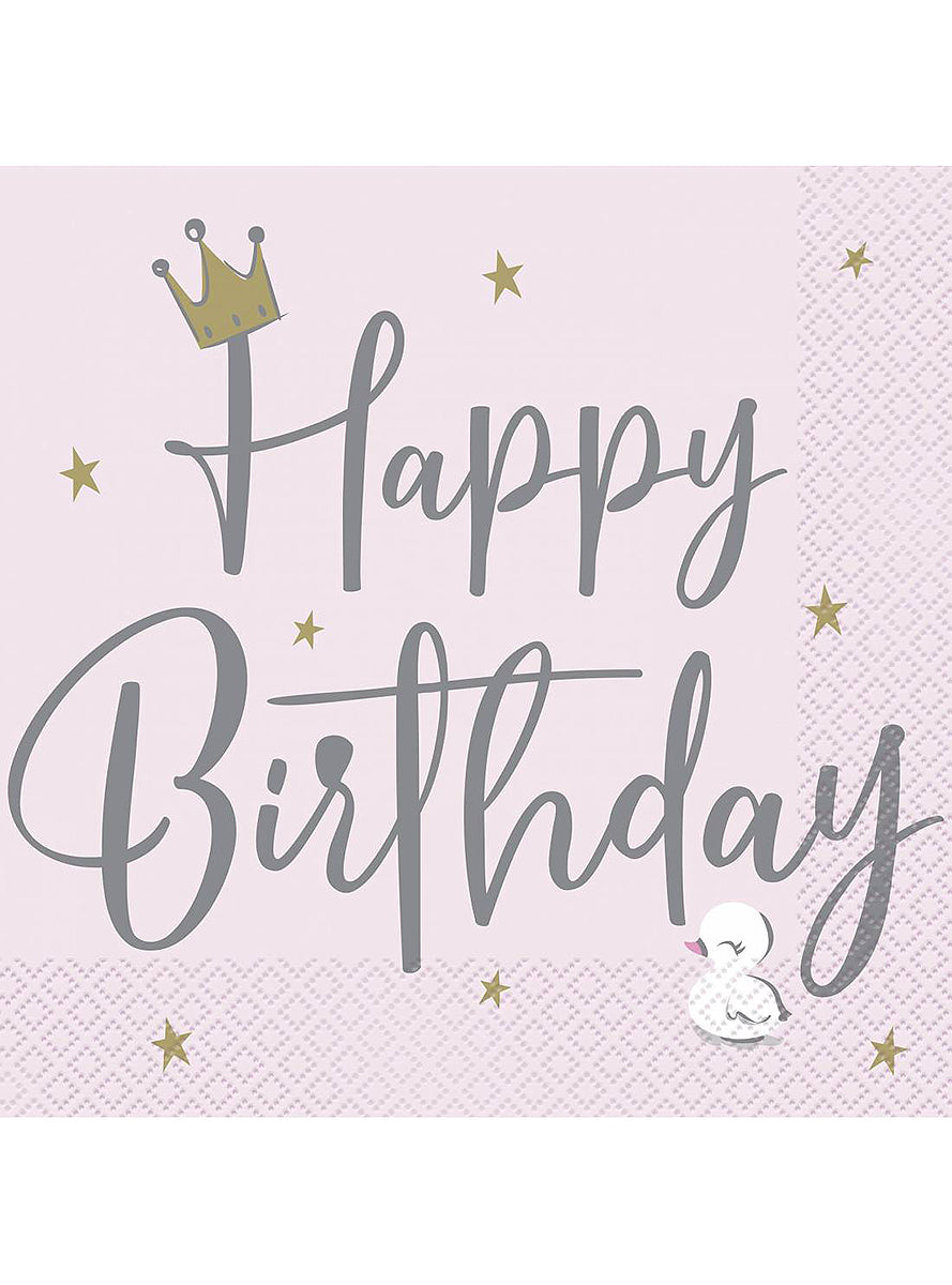 16 serviettes cygne rose (33x33cm) - Swan Birthday