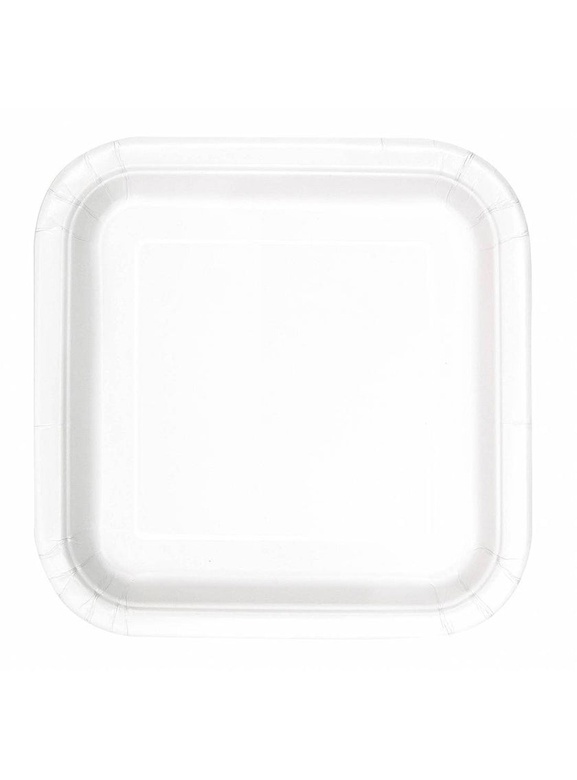 14 assiettes carrées blanches (23 cm) - Gamme couleur unie
