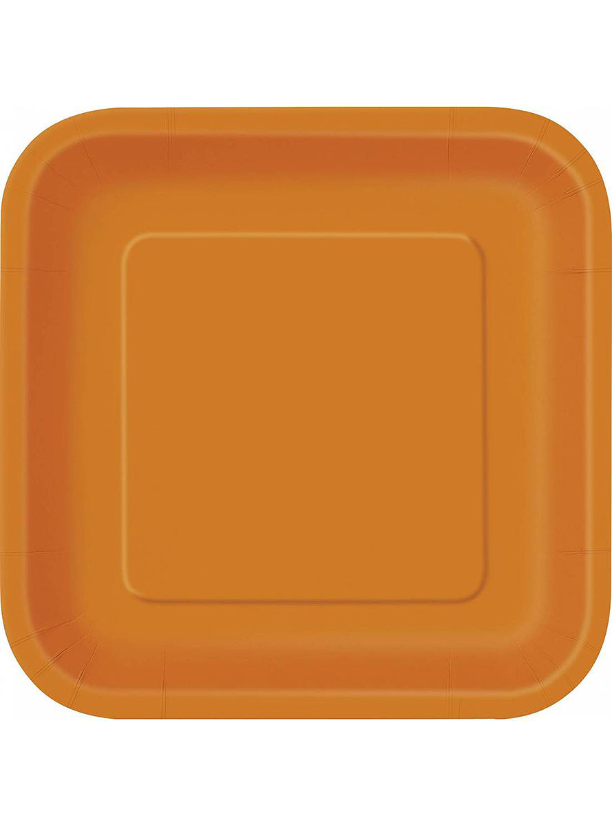 14 assiettes carrées oranges (23 cm) - Gamme couleur unie