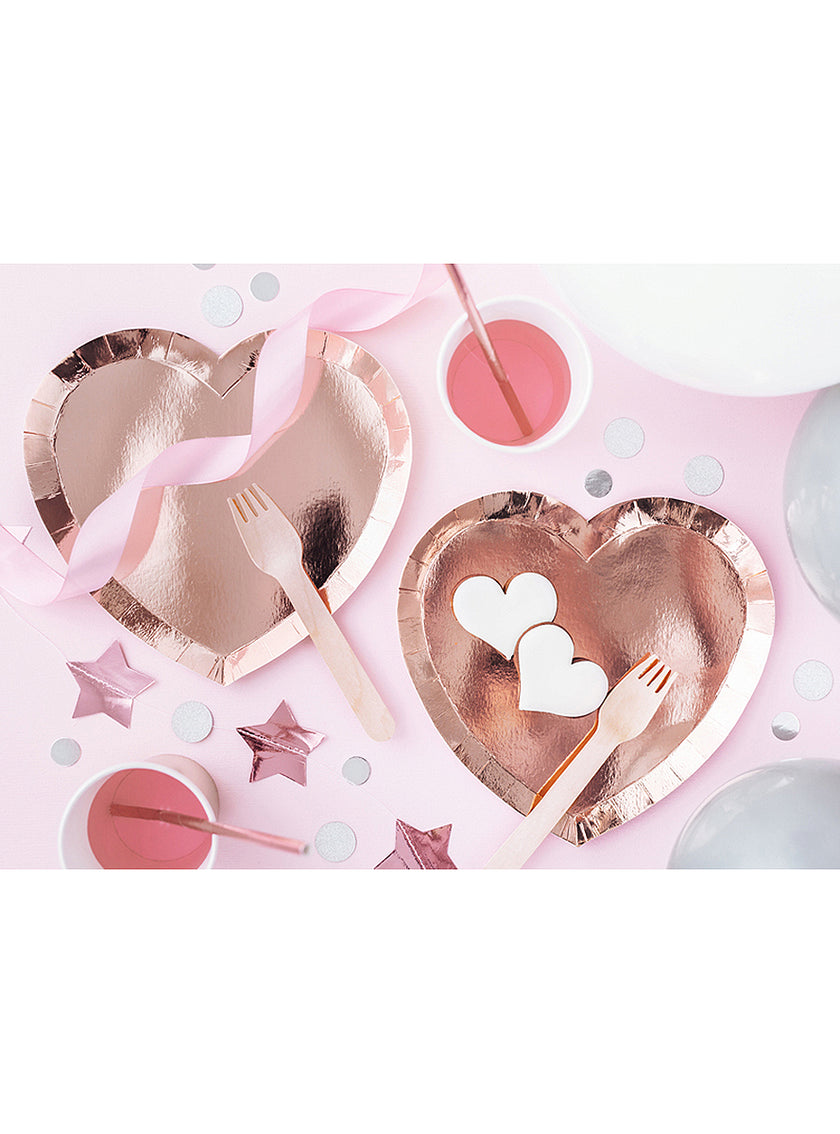 6 assiettes cœur rose gold (21x19cm)