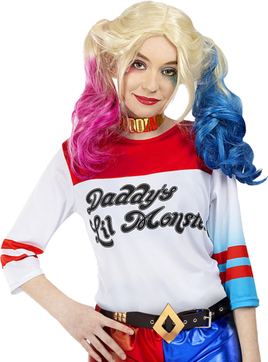 Déguisement Harley Quinn femme avec perruque et batte gonflable - Suicide Squad