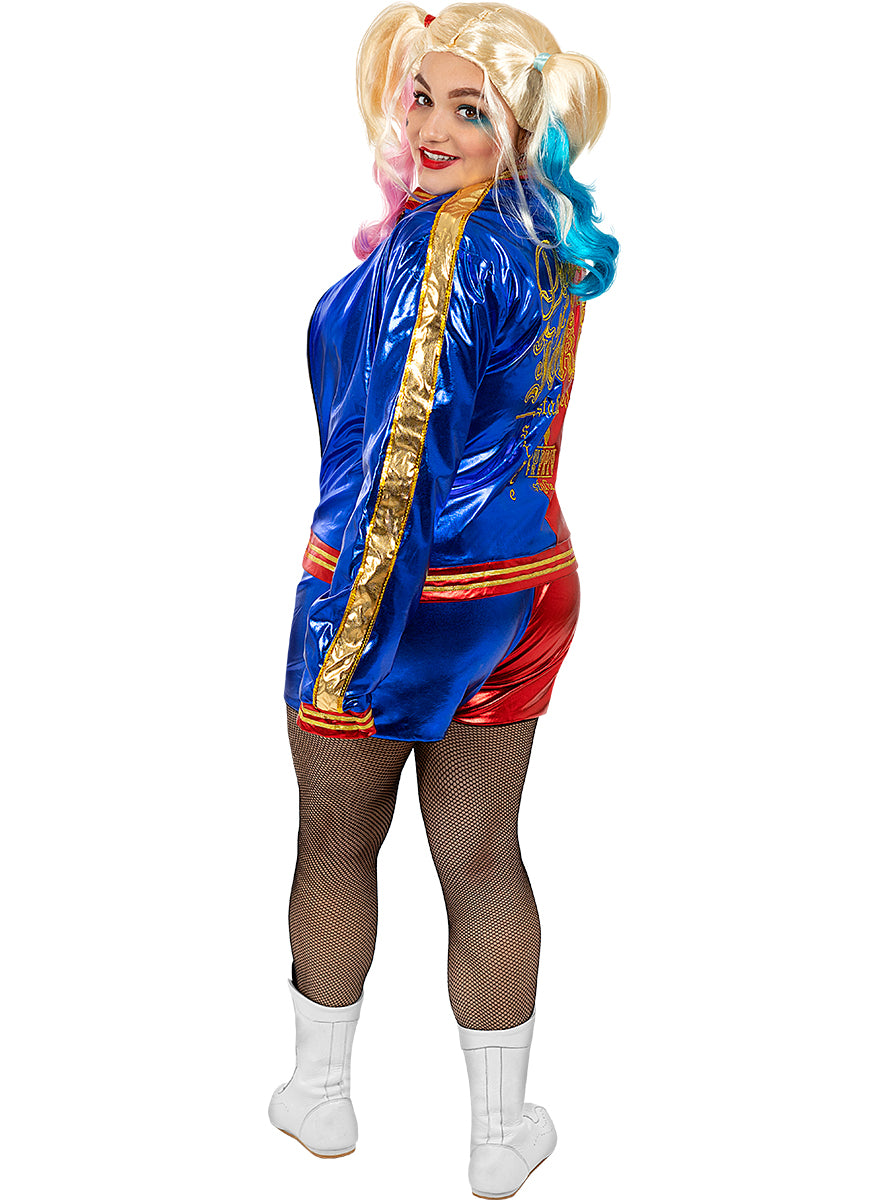 Déguisement Harley Quinn femme avec perruque et batte gonflable grande taille - Suicide Squad