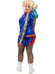 Déguisement Harley Quinn femme avec perruque et batte gonflable grande taille - Suicide Squad