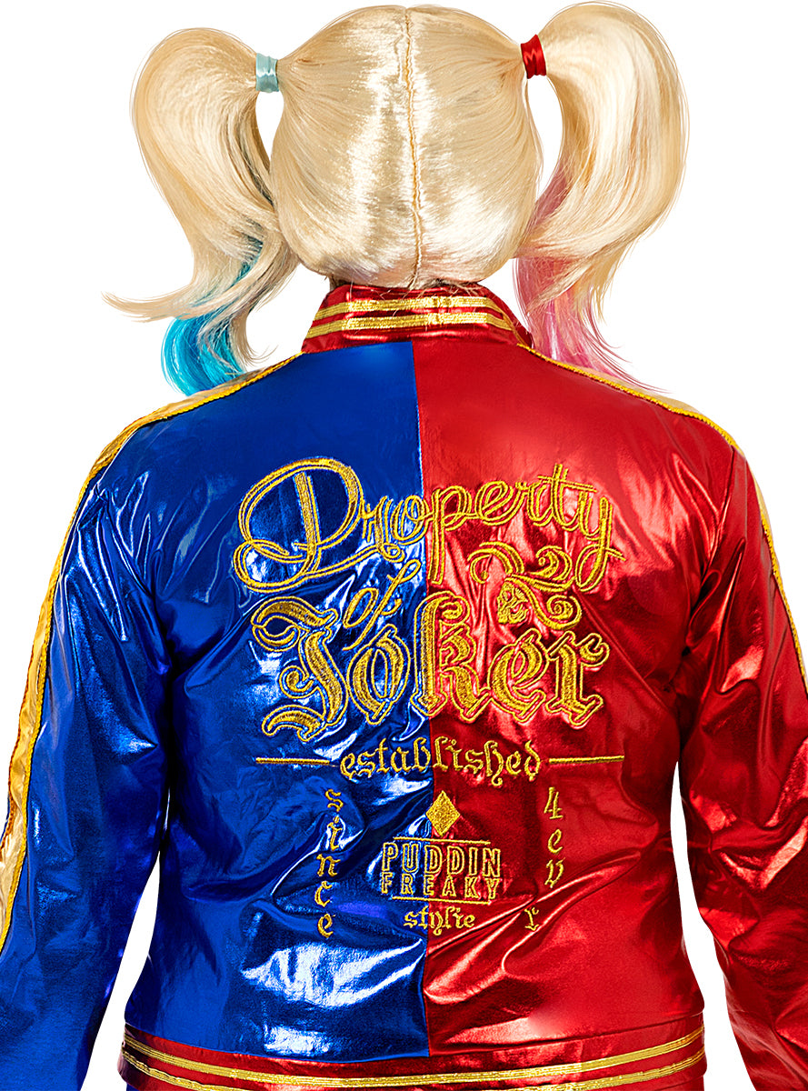 Déguisement Harley Quinn femme avec perruque et batte gonflable grande taille - Suicide Squad