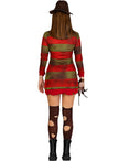 Déguisement Freddy Krueger femme avec chapeau - Les Griffes de la nuit