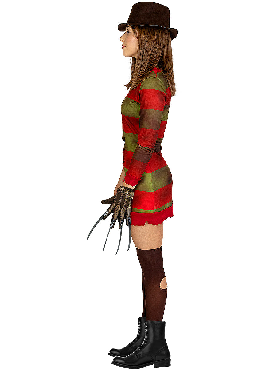 Déguisement Freddy Krueger femme avec chapeau - Les Griffes de la nuit