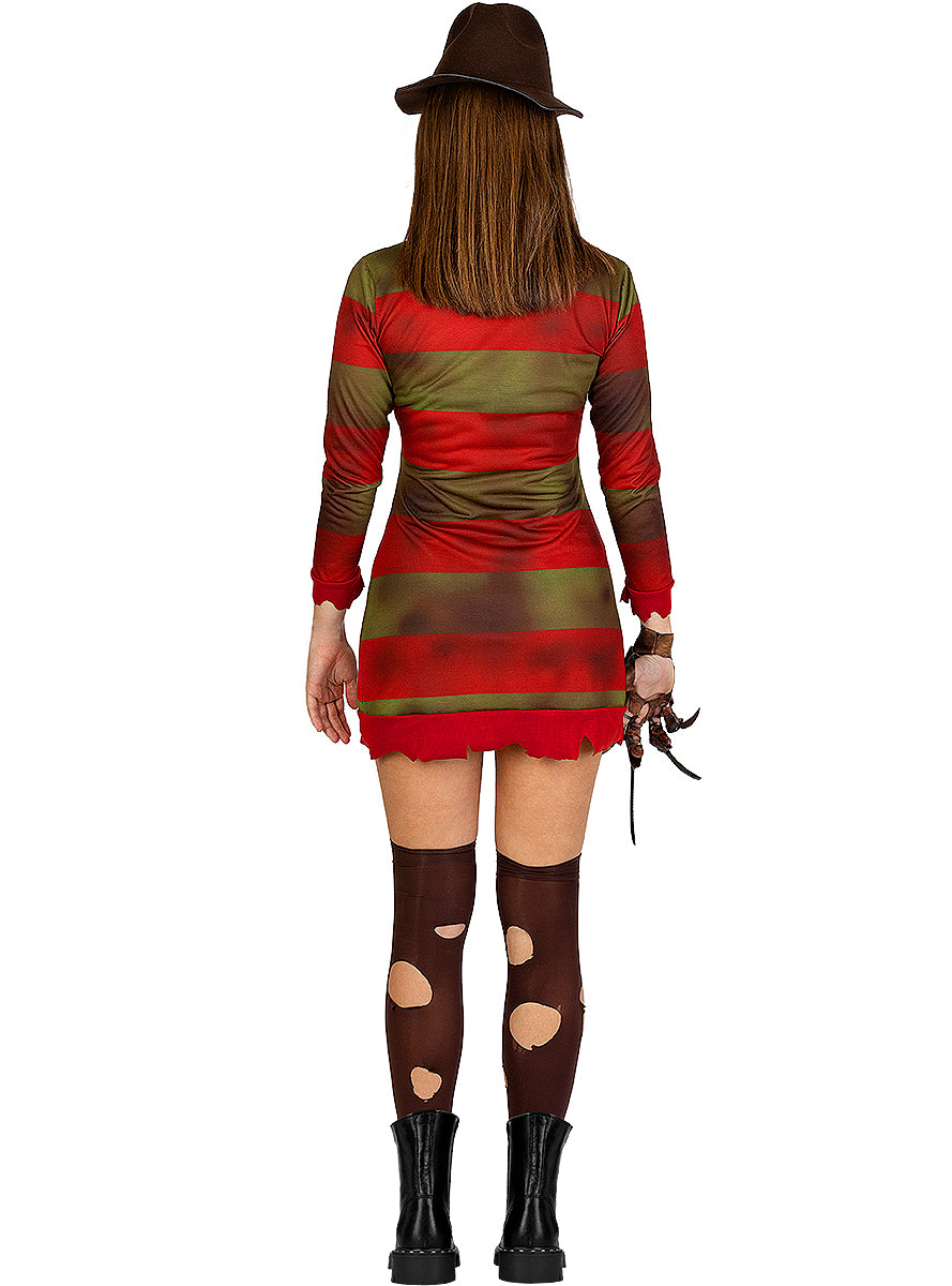 Déguisement Freddy Krueger femme avec chapeau grande taille - Les Griffes de la nuit