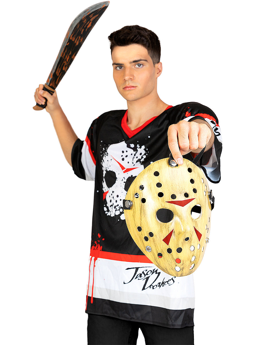 Déguisement de Jason Vendredi 13 hockey pour homme avec machette