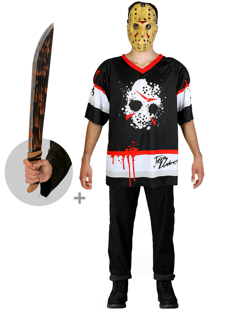 Déguisement de Jason Vendredi 13 hockey pour homme avec machette grande taile