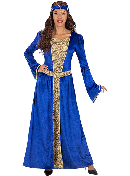 Déguisement Princesse Médiévale bleue femme