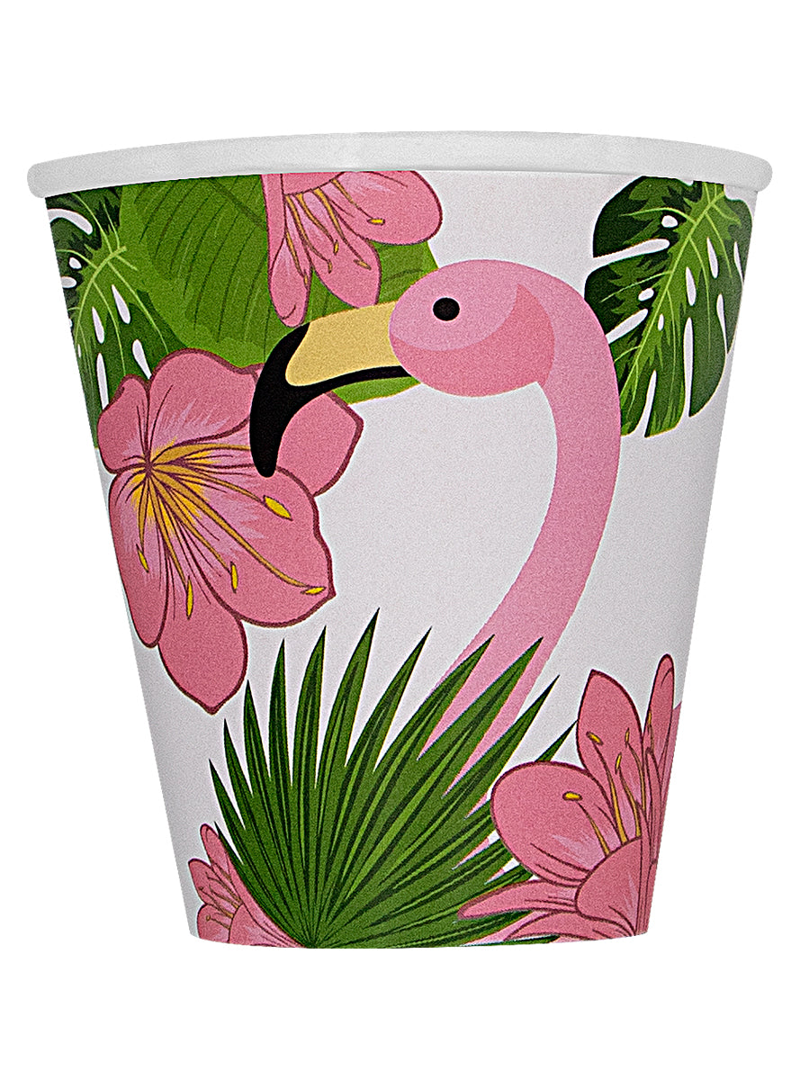 8 gobelets Flamant rose - Tropical flamingos