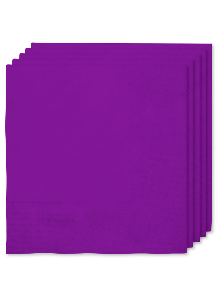 16 serviettes violettes 33x33cm - Gamme couleur unie