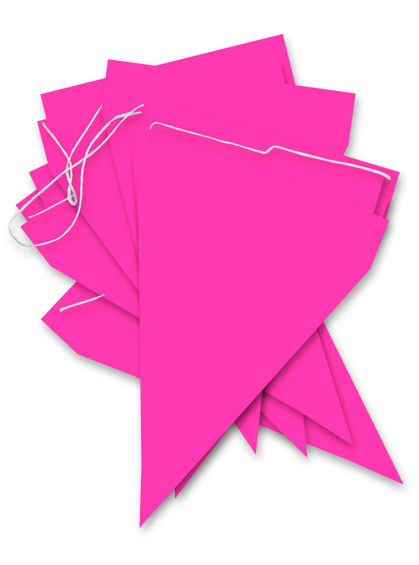 Guirlande à fanions fuchsia - Gamme couleur unie
