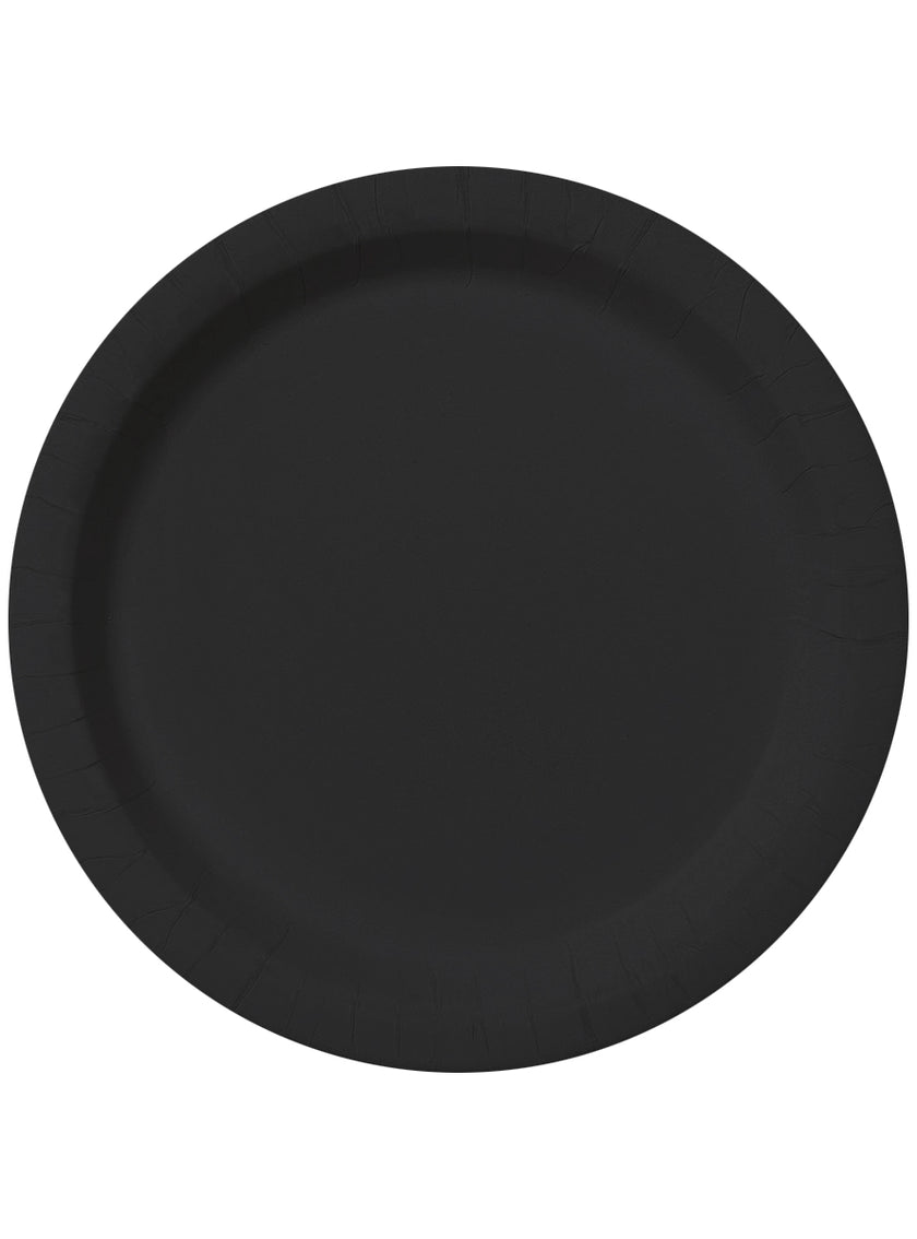 8 assiettes noires (23cm) - Gamme couleur unie
