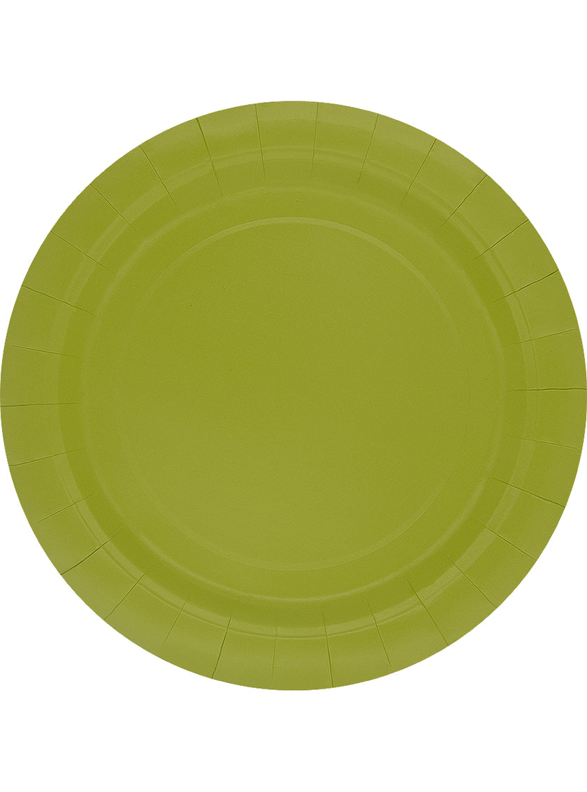 8 assiettes vert citron 23cm - Gamme couleur unie