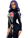 Déguisement squelette 3D avec fleurs femme
