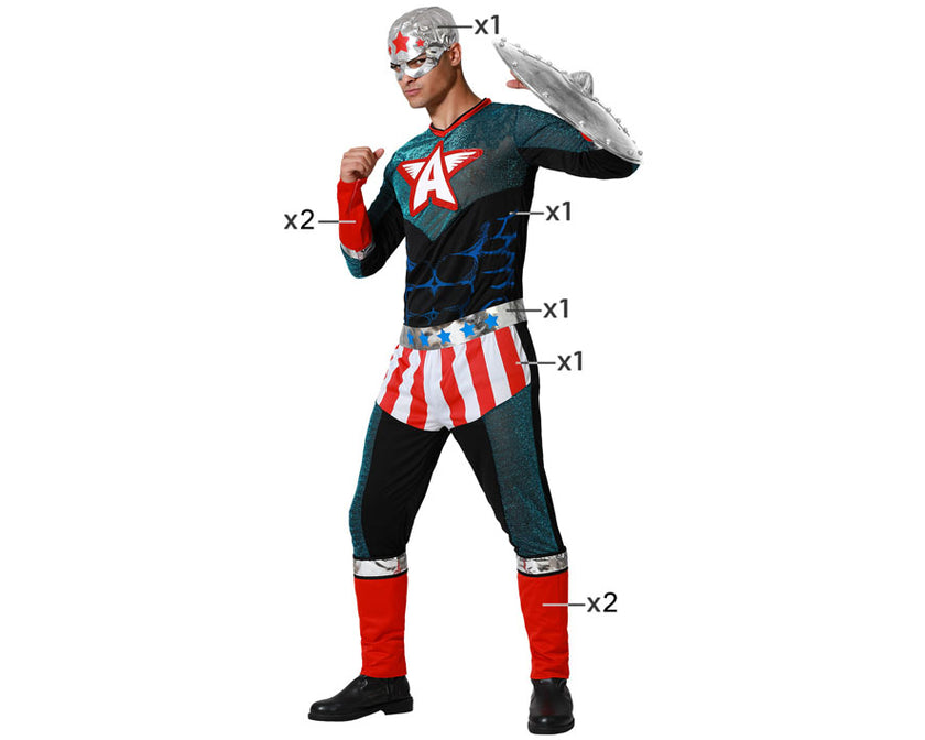 déguisement de super héros américain 8pcs homme