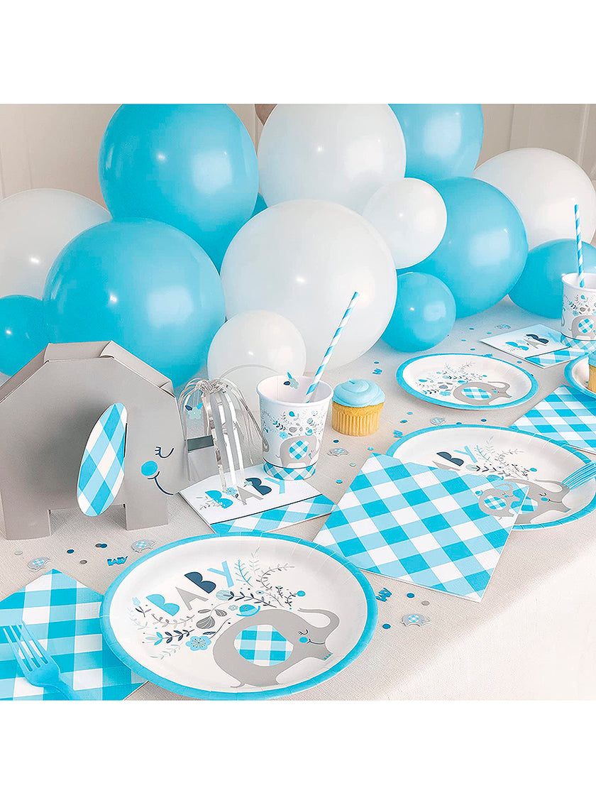 8 gobelets Baby Shower éléphant bleu - Blue Floral Elephant