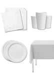 Kit décoration fête blanc 8 personnes - Gamme couleur unie
