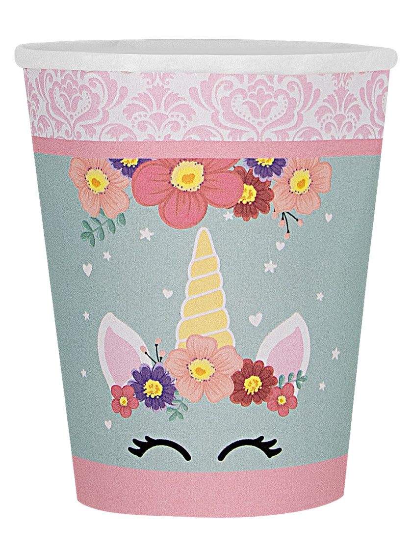 Kit décoration anniversaire licorne Premium 8 personnes - Unicorn Flowers