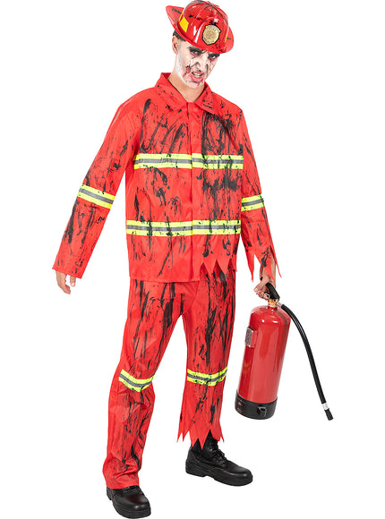 Déguisement pompier zombie homme grande taille