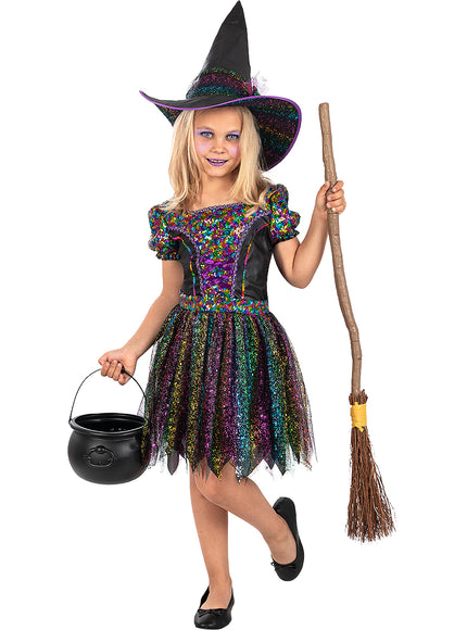 Déguisement sorcière glitter fille