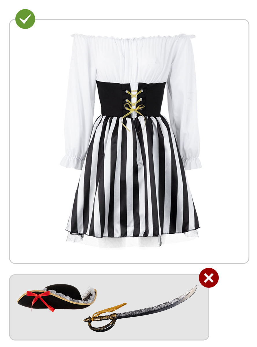 Costume de pirate rayé pour femme - Collection blanche et noire
