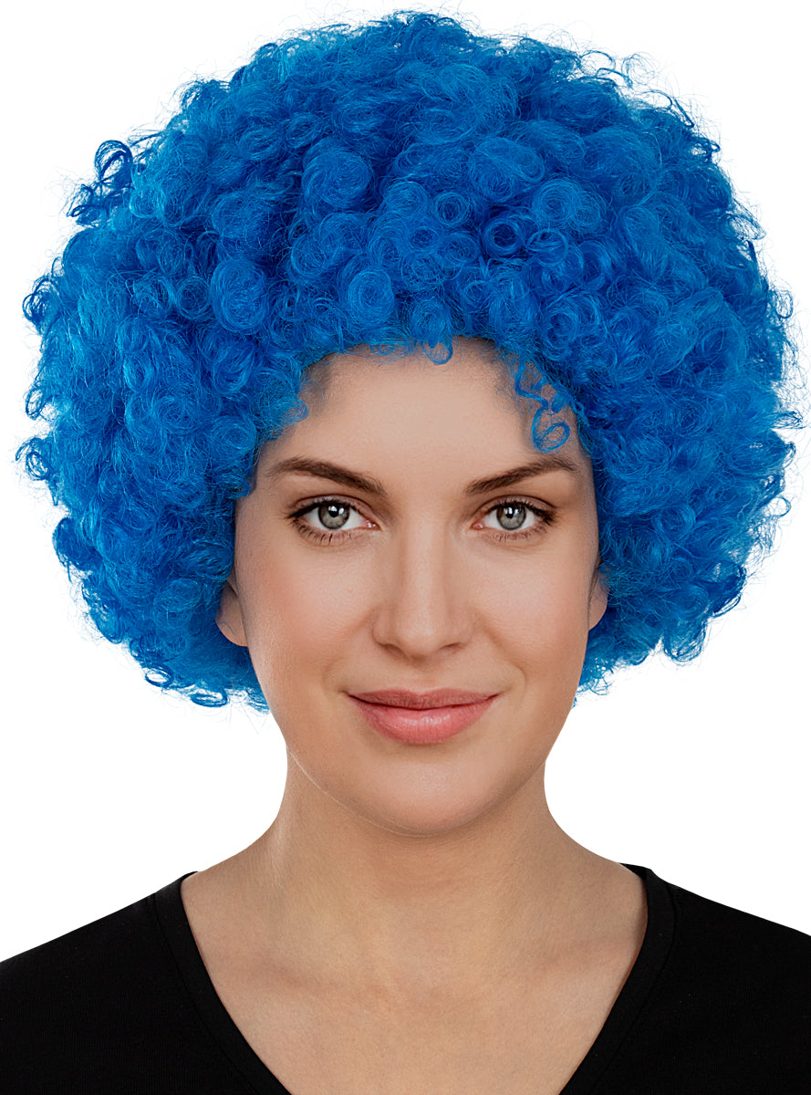 Perruque de clown bleu